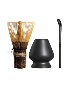 Combo Dụng Cụ Matcha Hoshiko - Chổi Chasen Tím + Đế Gác + Muỗng Tre