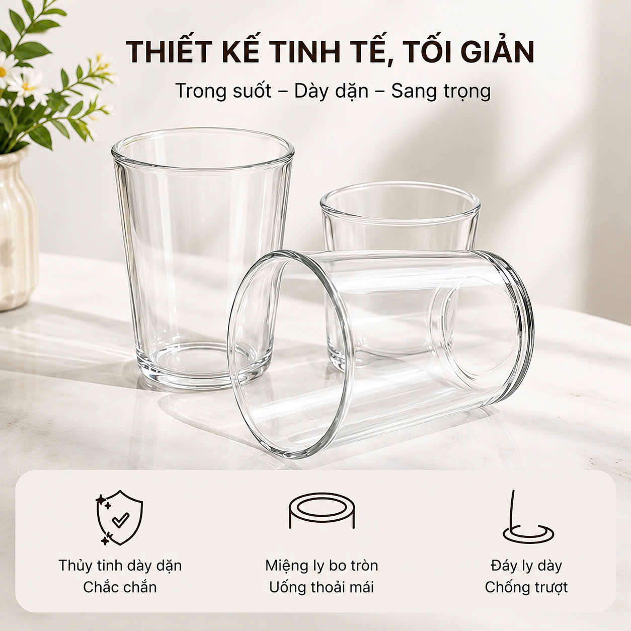 Ly thuỷ tinh trong suốt miệng loe 350ml, 380ml - Ly matcha, ly cà phê cao cấp - Ảnh 5