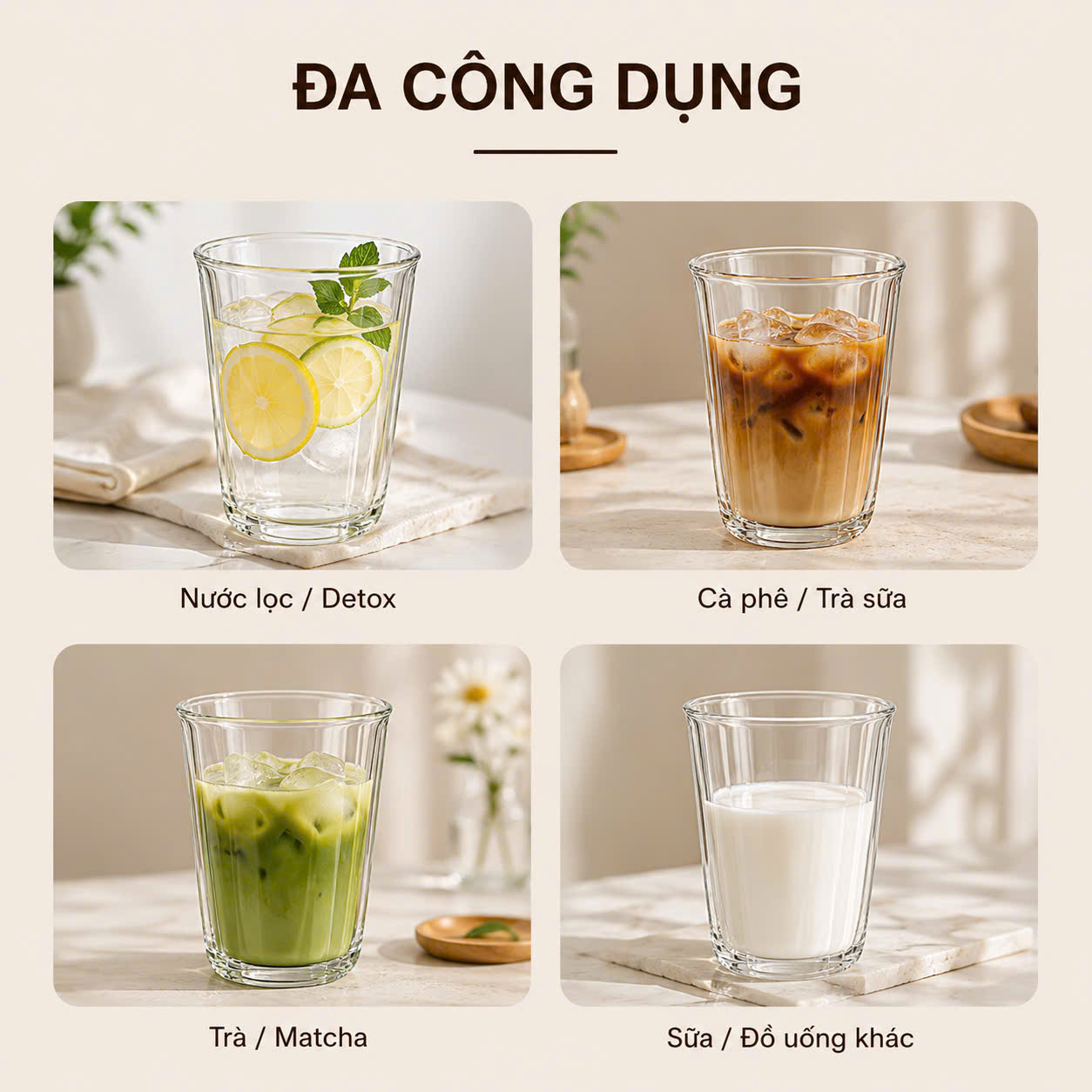 Ly thuỷ tinh trong suốt miệng loe 350ml, 380ml - Ly matcha, ly cà phê cao cấp - Ảnh 6